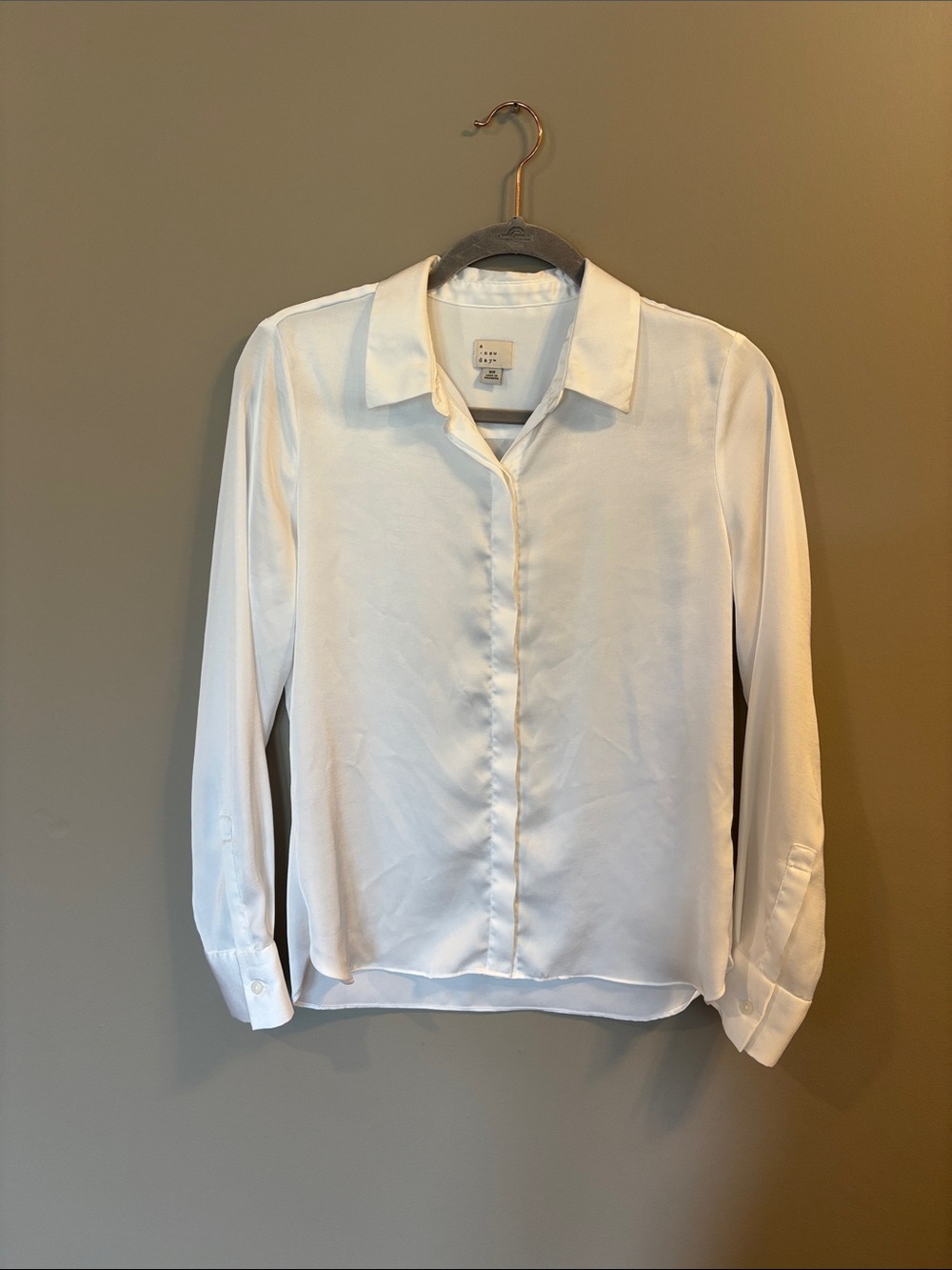 White Satin Button Down